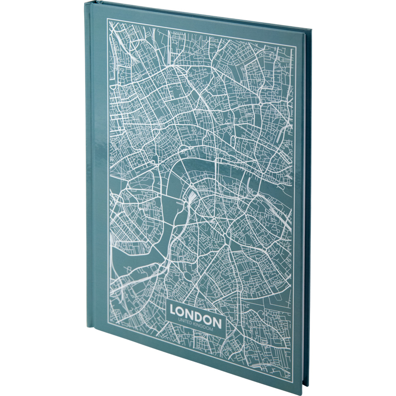 Книга записна Axent Maps London 8422-516-A, A4, 210x295 мм, 96 аркушів, клітинка, тверда обкладинка, бірюзова